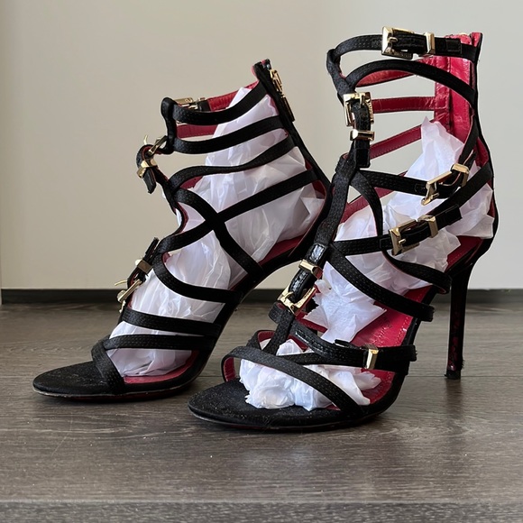 CESARE PACIOTTI WOMEN'S RASO+KID BLACK SANDALS - Picture 3 of 12